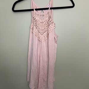 Pink Lace Detail Tank Top